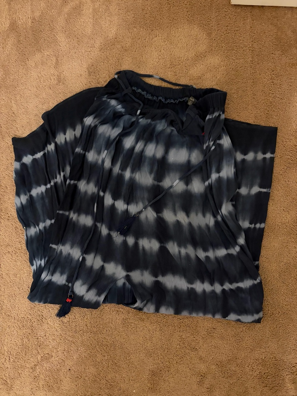 Miss Me Tie-Dye Maxi Skirt in Navy and White